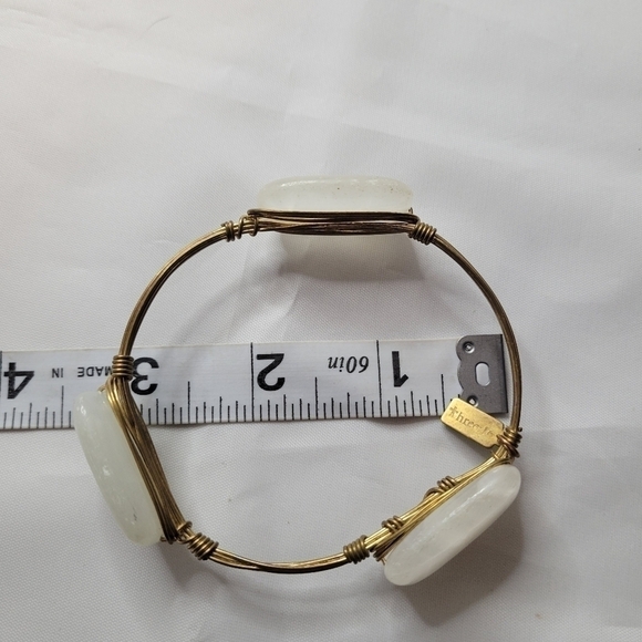 3 brass, polished stone and crystal bracelets by Three 16 - Picture 6 of 8